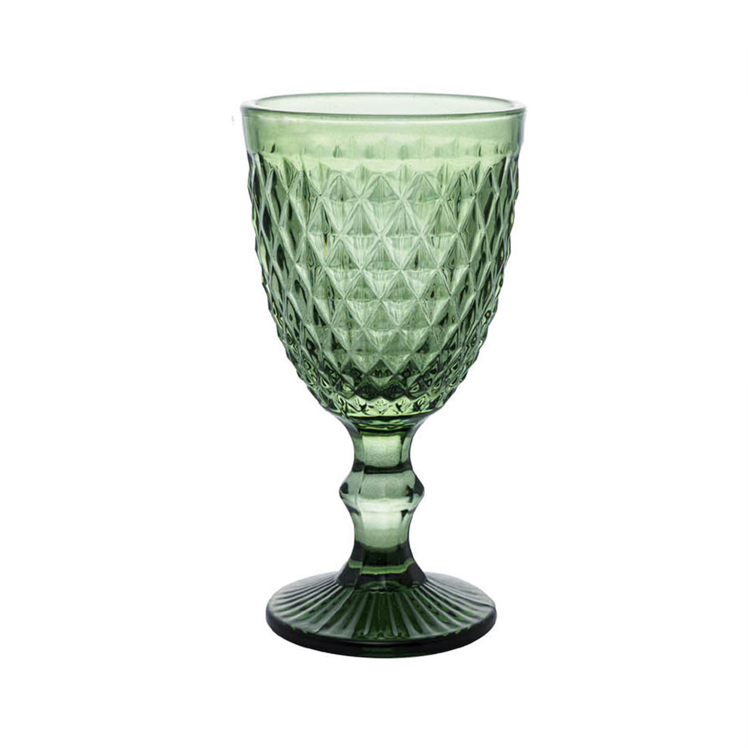 Encontraproduto.com.br - Conjunto 6 Taças de Vidro p/ Água de Vidro 325ml Sodo-Cálcico Bico de Aabacaxi Verde