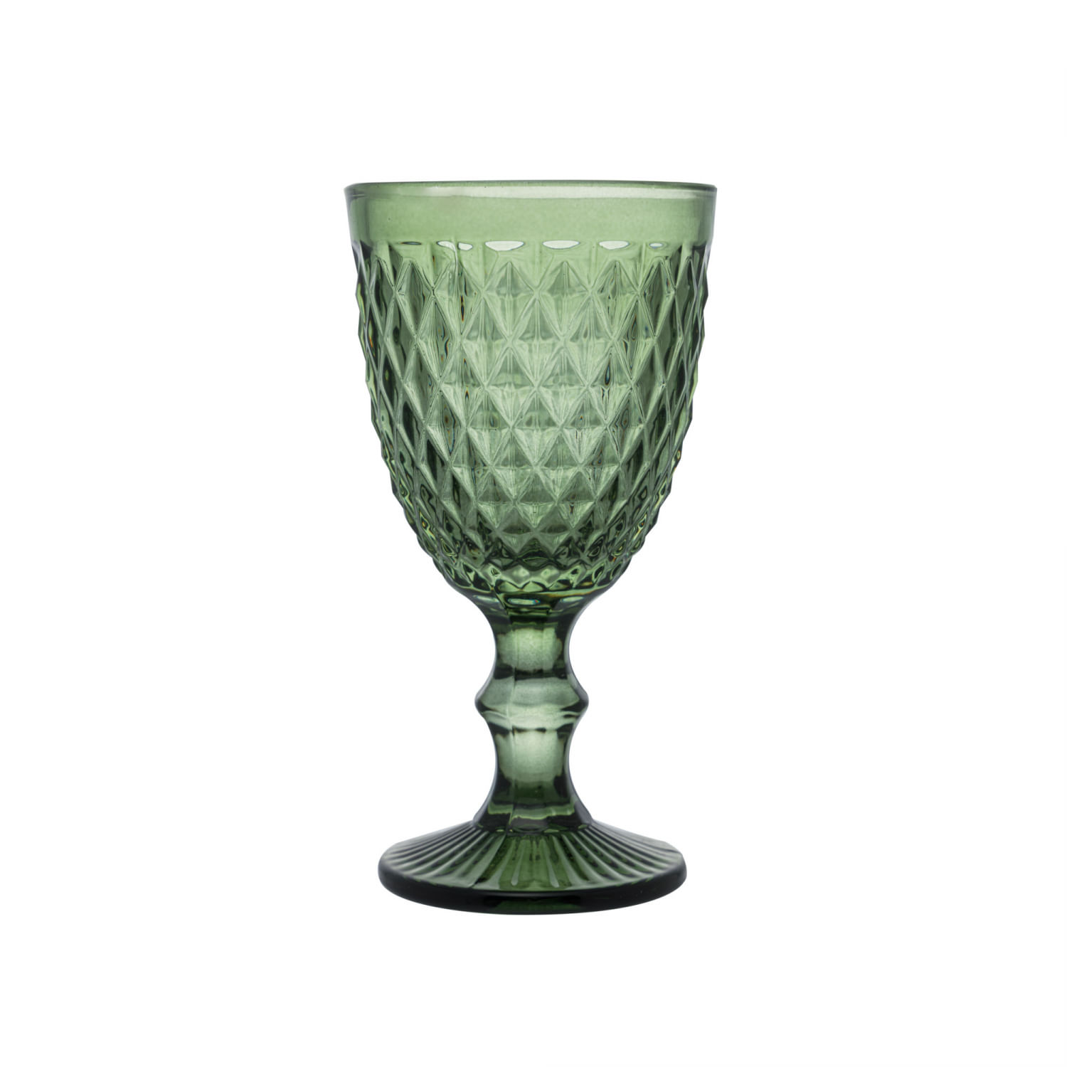 Encontraproduto.com.br - Conjunto 6 Taças de Vidro p/ Água de Vidro 325ml Sodo-Cálcico Bico de Aabacaxi Verde