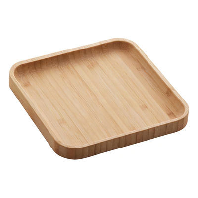 Encontraproduto.com.br - Conjunto 2 Bandejas de Bambu com 2 Molheiras de Cerâmica 16,5cm x 10,5cm - Lyor