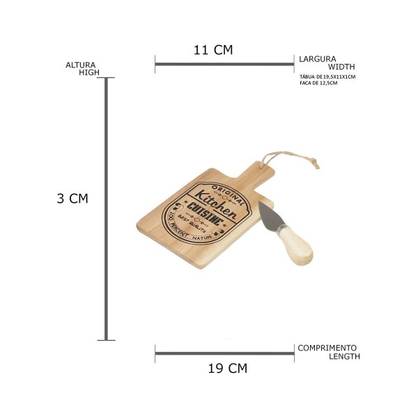 Encontraproduto.com.br - Tábua de Cortar e Servir Quadrada para Queijo em Madeira Lyor 19cm 6771