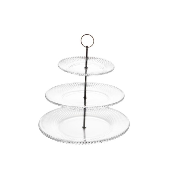 Porta Doces 3 Andares de Cristal Renaissance 18,5cm/26,5cm/31,5cm x 35,5cm - Lyor
