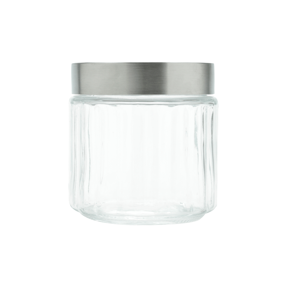 Encontraproduto.com.br - Pote Redondo Em Vidro Borossilicato com Tampa de Aço Inox com Visor de Acrílico Sydney 870 ml