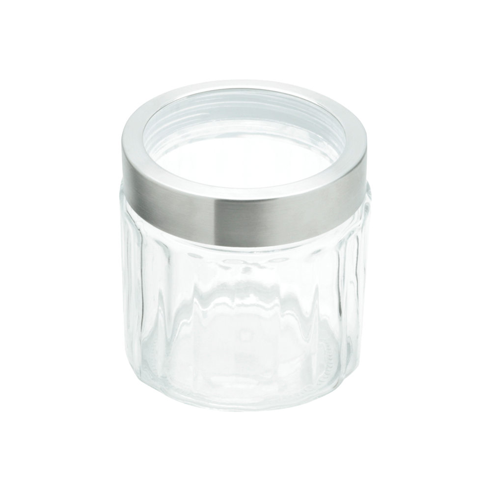 Encontraproduto.com.br - Pote Redondo Em Vidro Borossilicato com Tampa de Aço Inox com Visor de Acrílico Sydney 870 ml