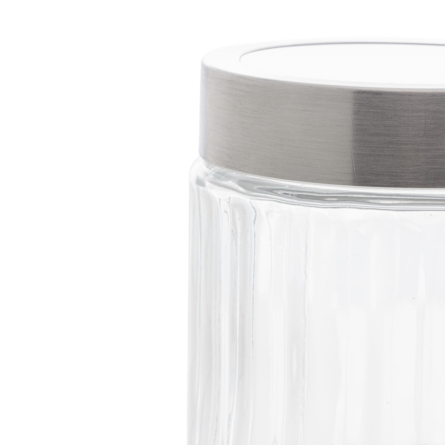 Encontraproduto.com.br - Pote Redondo Em Vidro Borossilicato com Tampa de Aço Inox com Visor de Acrílico Sydney 870 ml
