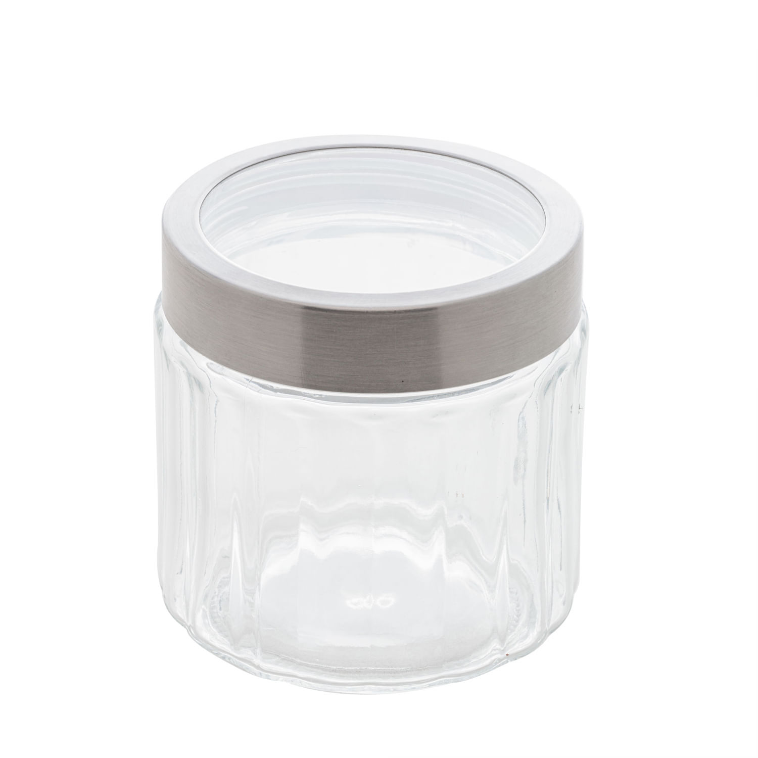 Encontraproduto.com.br - Pote Redondo Em Vidro Borossilicato com Tampa de Aço Inox com Visor de Acrílico Sydney 870 ml