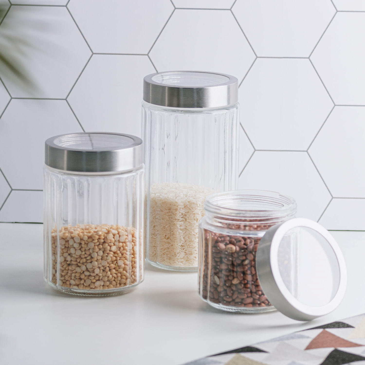 Encontraproduto.com.br - Pote Redondo Em Vidro Borossilicato com Tampa de Aço Inox com Visor de Acrílico Sydney 870 ml
