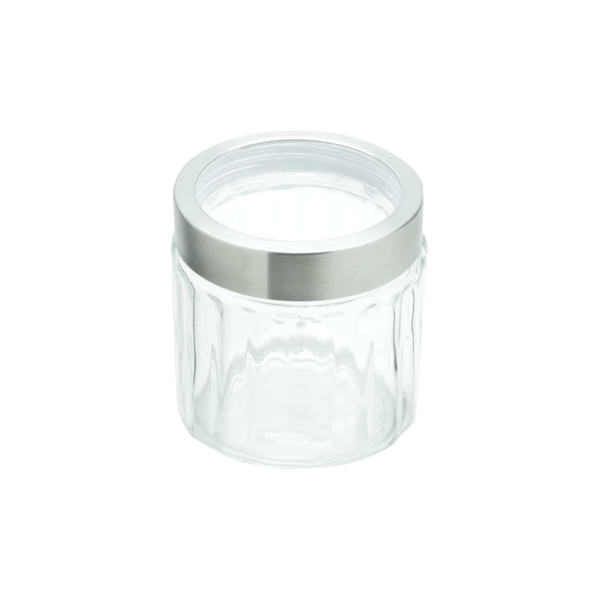 Encontraproduto.com.br - Pote Redondo Em Vidro Borossilicato com Tampa de Aço Inox com Visor de Acrílico Sydney 870 ml