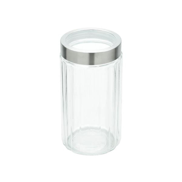 Encontraproduto.com.br - Pote em vidro com tampa em inox com visor acrílico 1,6 litro