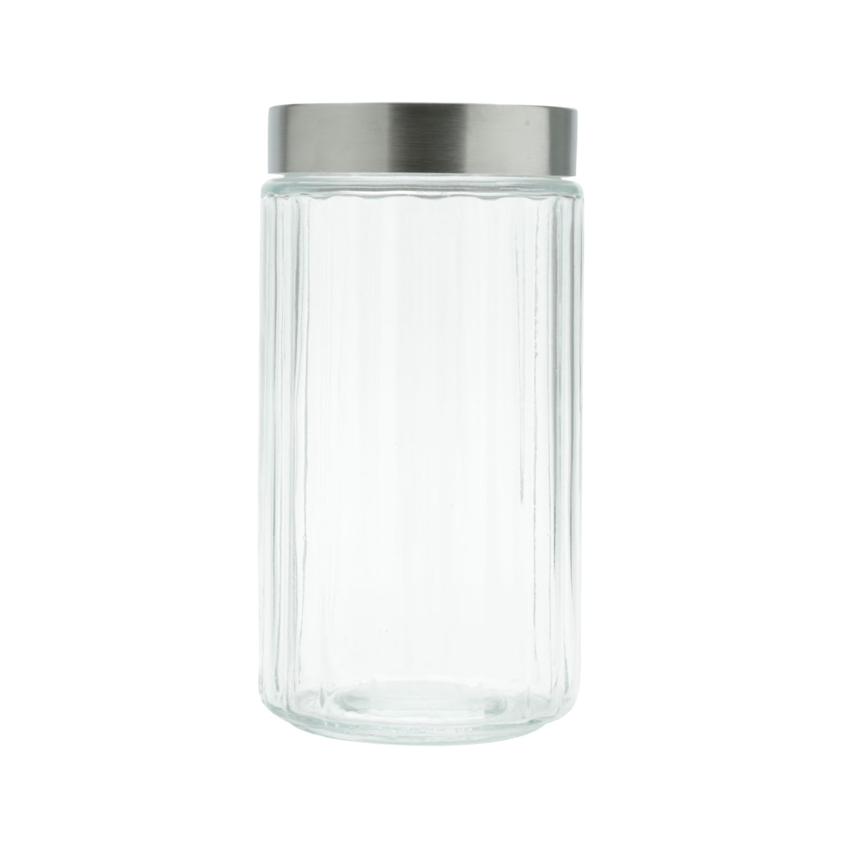 Encontraproduto.com.br - Pote em vidro com tampa em inox com visor acrílico 1,6 litro