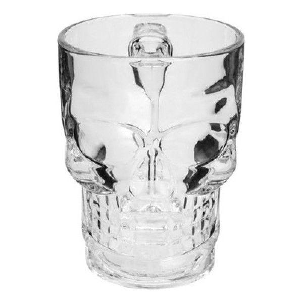 Caneca para Chopp e Cerveja de Vidro Caveira Rock Style 365ml - LYOR