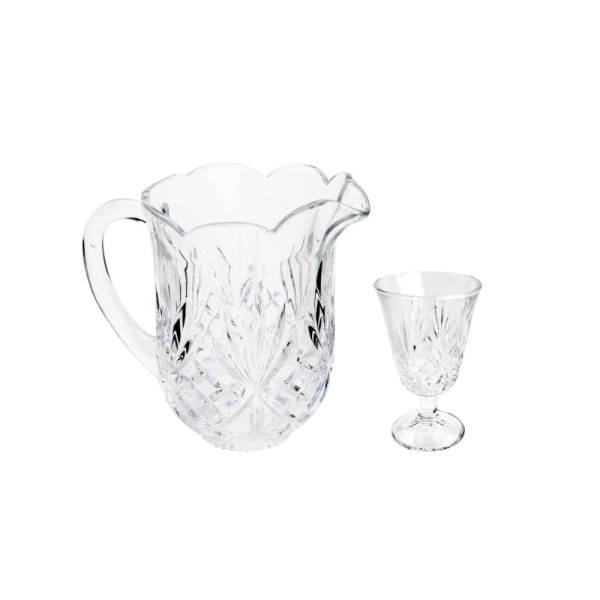 Encontraproduto.com.br - Conjunto Jarra com 6 Taças de Cristal Dublin 1,5L/200ml - Lyor