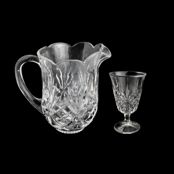 Encontraproduto.com.br - Conjunto Jarra com 6 Taças de Cristal Dublin 1,5L/200ml - Lyor