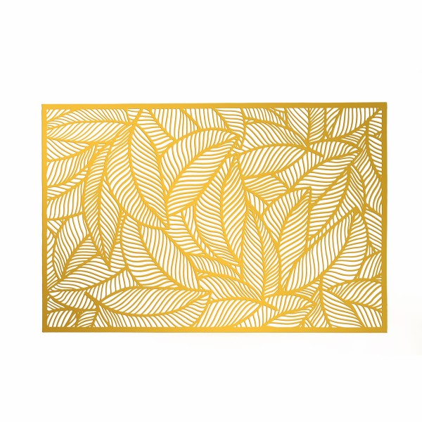Encontraproduto.com.br - Lugar Americano Leaf Metalizado Dourado Plástico Lyor 30x45cm 7322