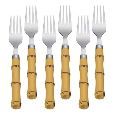 Jogo com 06 Garfos para Mesa Bambu Natural