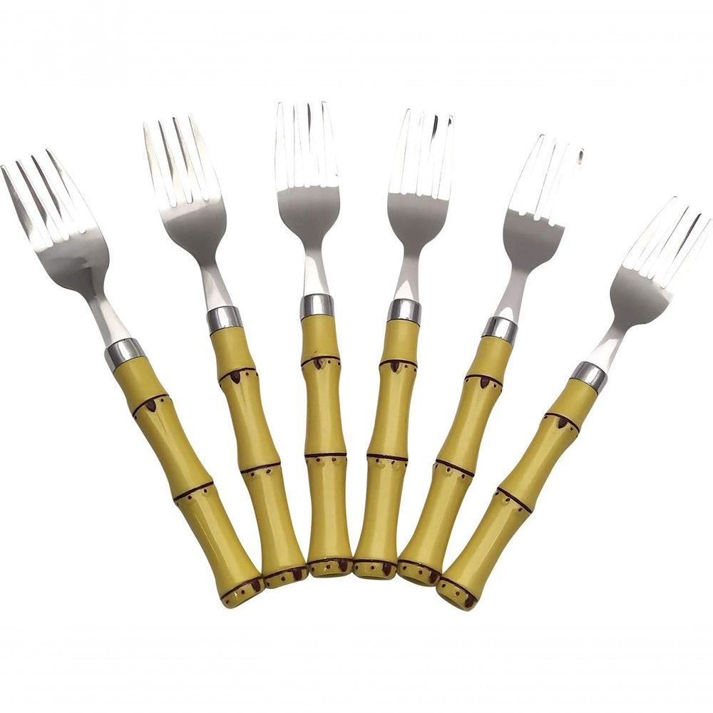 Encontraproduto.com.br - Jogo com 06 Garfos para Mesa Bambu Natural