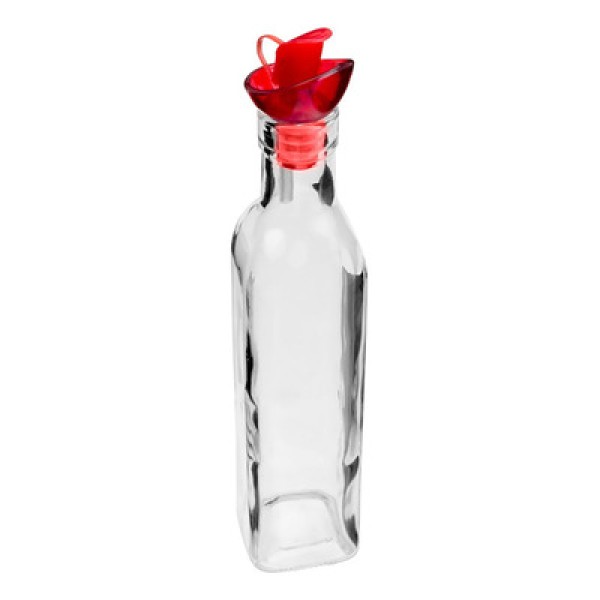 Encontraproduto.com.br - Garrafa para Azeite de Vidro Lyor com Tampa Plástica Vermelha - 270ml