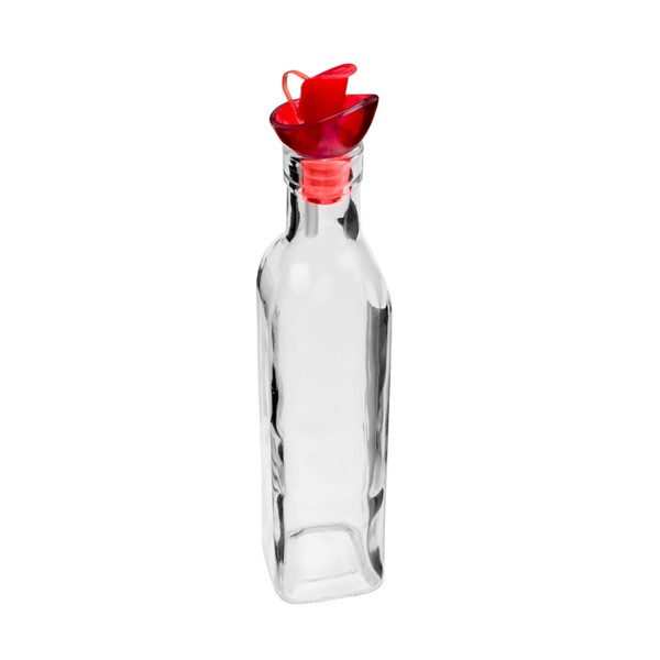 Encontraproduto.com.br - Garrafa para Azeite de Vidro Lyor com Tampa Plástica Vermelha - 270ml