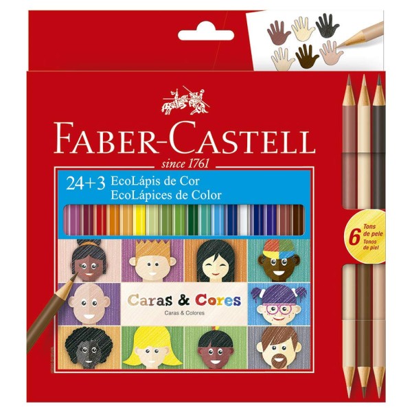 Encontraproduto.com.br - Kit de Estojo Escolar Duplo - Galinha Pintadinha e Lápis de Cor - 24 Cores + 3 - Faber-Castell
