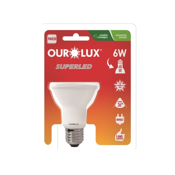Lâmpada Superled Ourolux Par 20 6400K Branca 6W