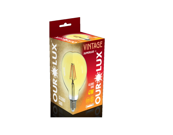 Encontraproduto.com.br - VINTAGE LED 05345 GLOBO G80 4W BIV 2400K OUROLUX