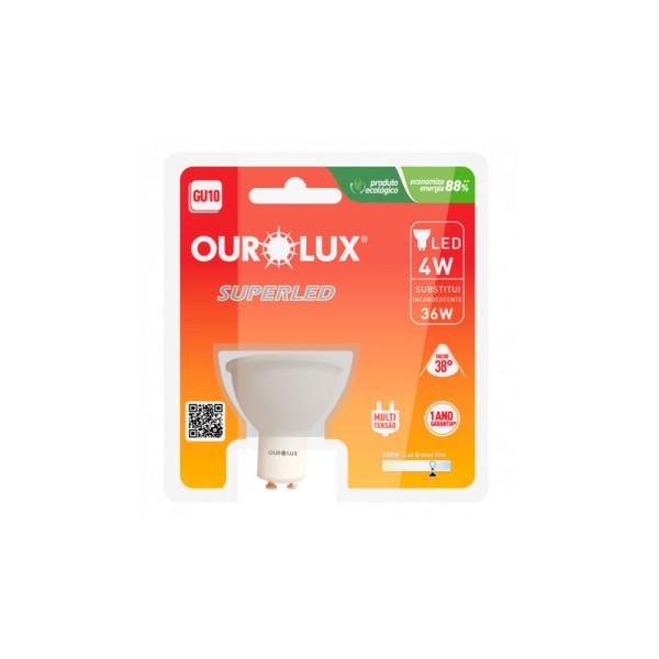 Encontraproduto.com.br - Lâmpada Superled GU10 4W Bivolt  2700K 38º - Ourolux.