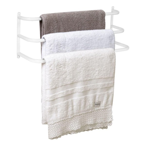 Porta Toalhas Toalheiro Triplo Para Parede Branco 48cm