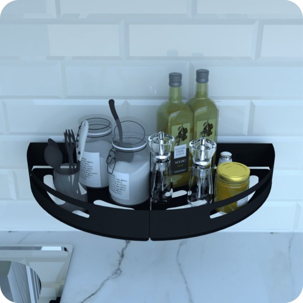 Encontraproduto.com.br - Porta Temperos e Condimentos de Parede Preto Fosco Multiuso