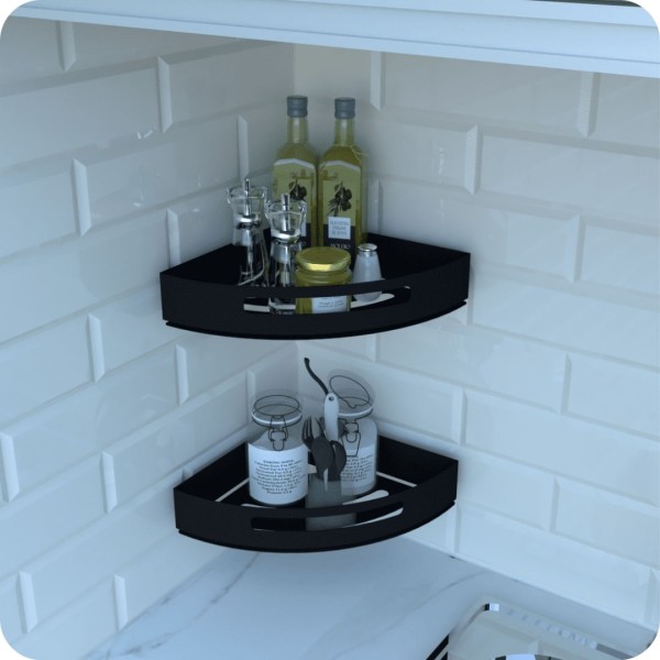Encontraproduto.com.br - Porta Temperos e Condimentos de Parede Preto Fosco Multiuso