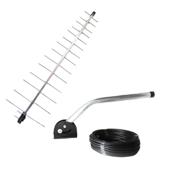 Encontraproduto.com.br - Kit Antena Log 28 Elementos +Mastro+Cabo Coaxia Capte