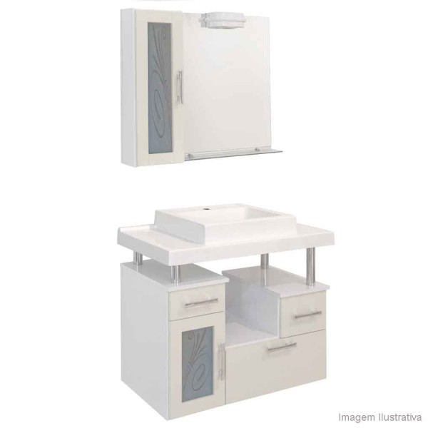 Encontraproduto.com.br - Espelheira 80cm Lages com luminária biscuit Darabas