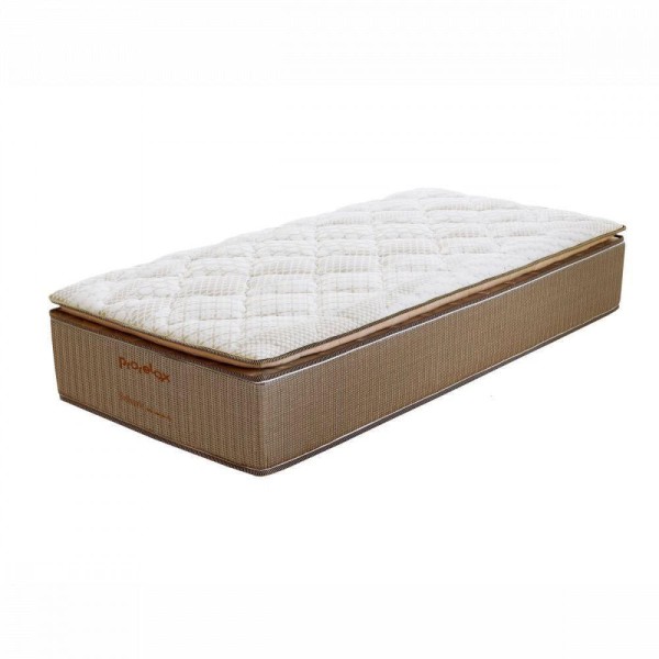 Colchão Solteiro 88x188x34 Mola Ensacada Pillow Top Caramelo Com Branco Prorelax Caramelo Com Branco