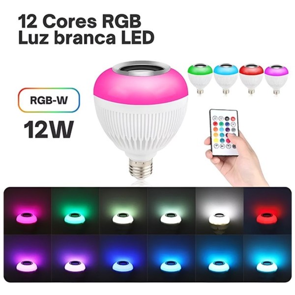 Encontraproduto.com.br - Lâmpada Led Rgb Musical Bulb Com Caixa De Som Bluetooth Controle De Luz E Som