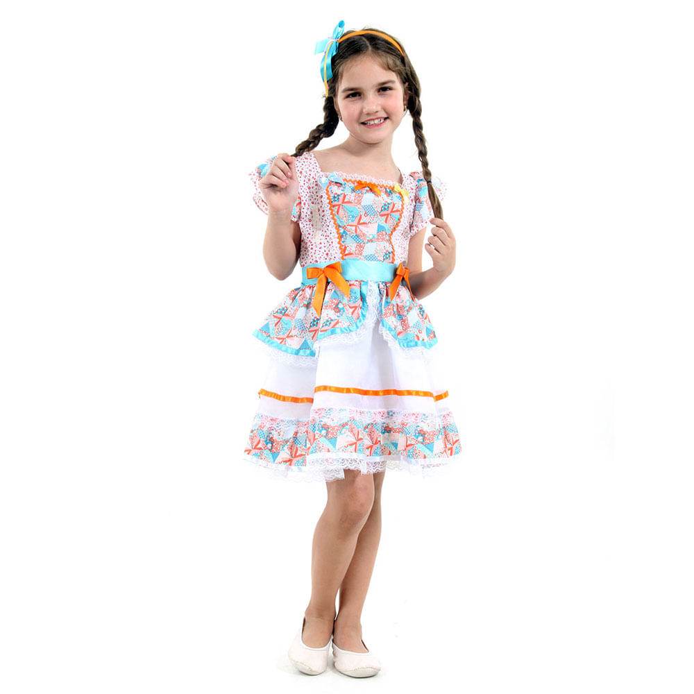 Encontraproduto.com.br - Fantasia Infantil - Festa Junina - Caipirinha com Bordado - Laranja - Sulamericana