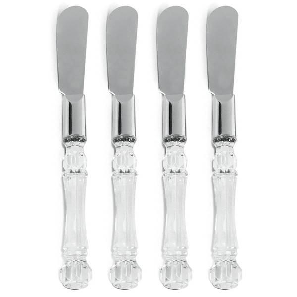 Espátulas P/ Manteiga/ Patê 4 Peças em Inox C/ Suporte em Plástico Transparente   Casita
