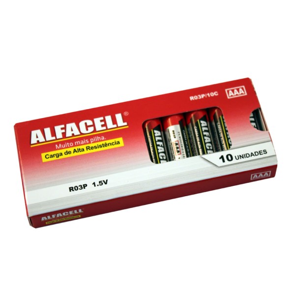 Encontraproduto.com.br - Pilha Palito Zinco c/10 R03P10C Alfacell