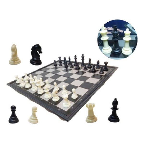 Jogo de Xadrez Magnético Tabuleiro Dobrável Portátil - 31,5x31,5x4,2 cm - Imporiente -  UNICA