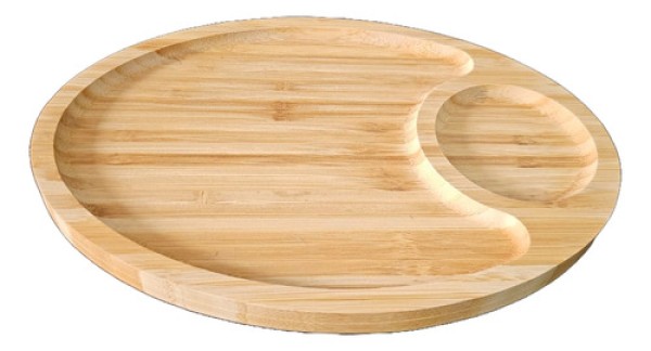 Encontraproduto.com.br - Petisqueira Em Bambu Oval Com 2 Divisórias Cx100 - Casita