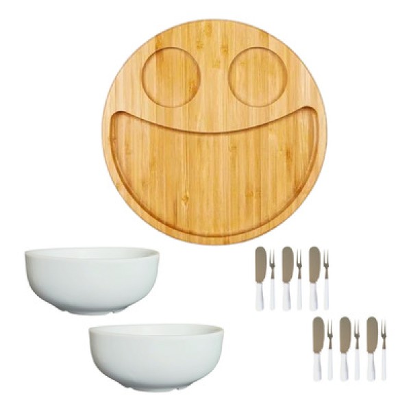 Petisqueira Smile C/ 3 Divisórias 30cm em Bambu Casita