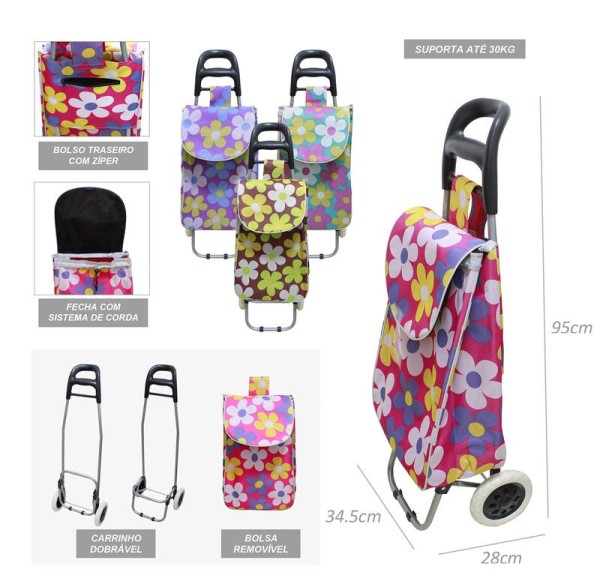 CARRINHO COMPRA ESTAMPADO DOBRAVEL