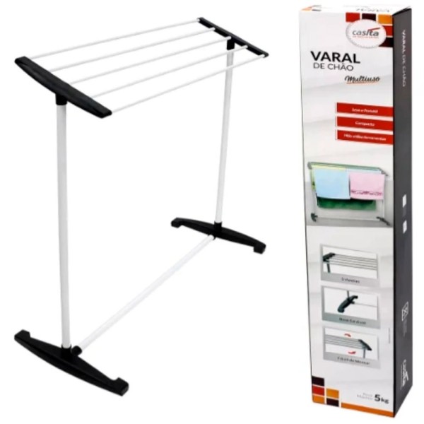 Varal De Chão Multiuso Casita Com 5 Varetas Para 5kg 76x32x80cm CA08161 (MP)