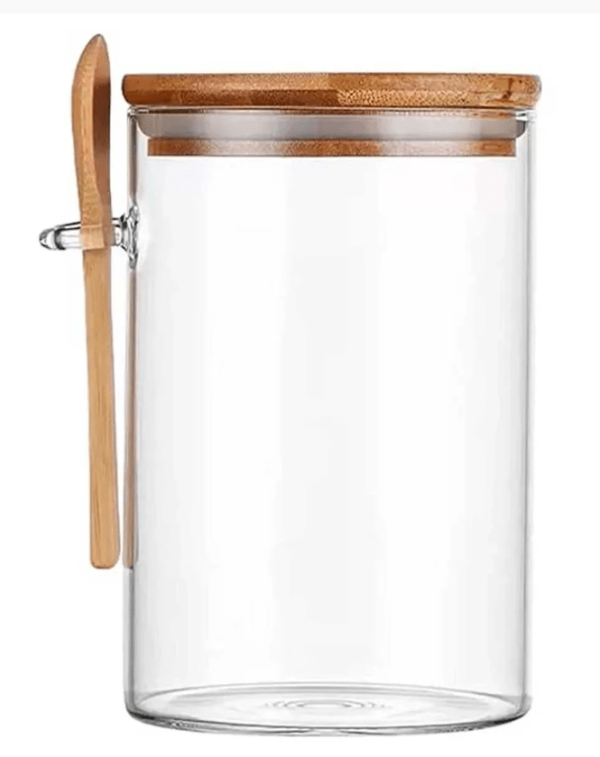 Encontraproduto.com.br - Pote Hermetico Vidro Borossilicato Colher Bambu 550ML - IMPORIENT
