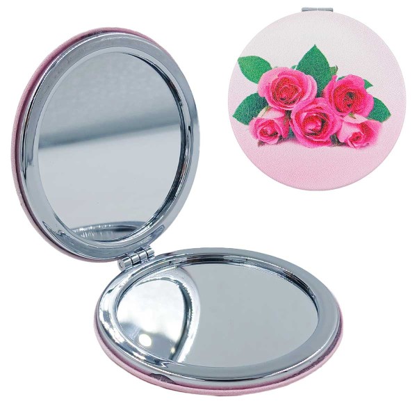 Espelho De Bolso Flores 7cm em Plástico Imporiente