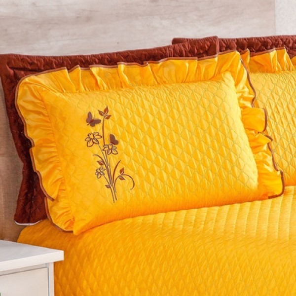 Cobre Leito Queen Ester Amarelo Enxovais Aquarela 3 peças
