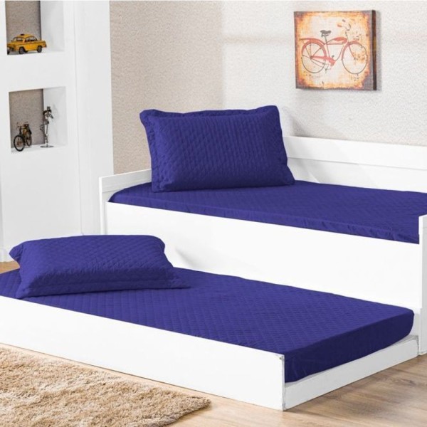Encontraproduto.com.br - Cobre Leito Solteiro Prático Azul Royal Enxovais Aquarela 2 peças