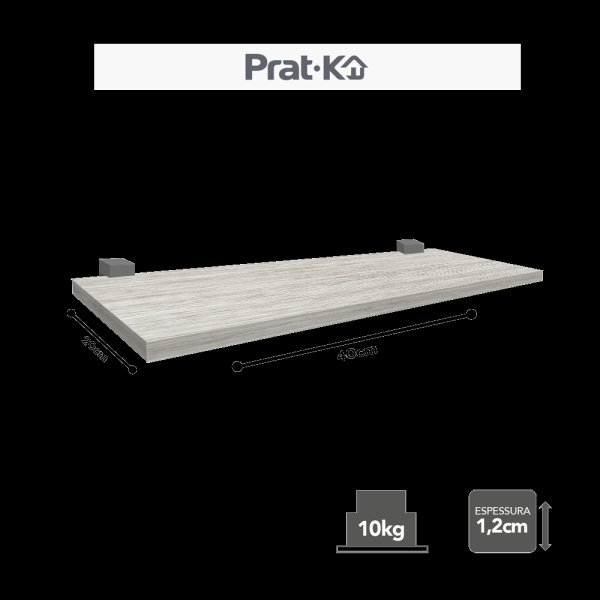 Prateleira Nogueira 1,2x20x40cm Cinza 10258.010 Prat-k