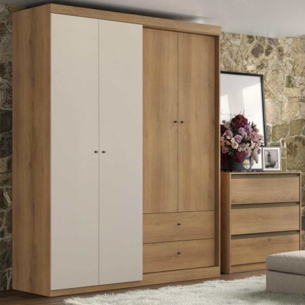 Guarda Roupa Solteiro 4 Portas 2 Gavetas Prisma THB Móveis