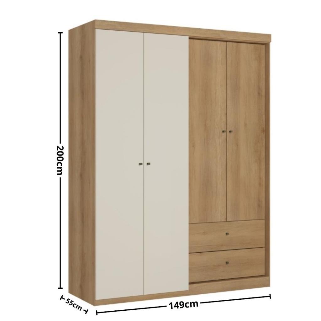 Encontraproduto.com.br - Guarda Roupa Solteiro 4 Portas 2 Gavetas Prisma THB Móveis