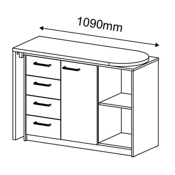 Encontraproduto.com.br - Escrivaninha 1 Porta 4 Gavetas 2 Nichos Logan Artany