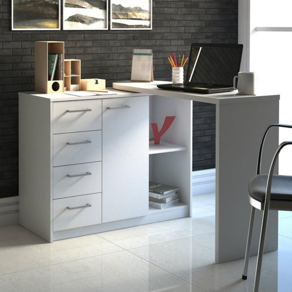 Encontraproduto.com.br - Escrivaninha 1 Porta 4 Gavetas 2 Nichos Logan Artany