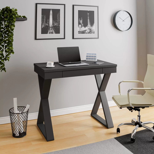 Escrivaninha Home Office E Escritório 1 Gaveta Veneza Artany Preto Preto